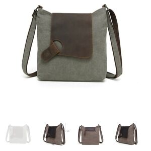 Elegant Brown and Gray Crossbody Bag